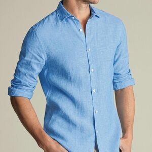 Charles Tyrwhitt Pure Linen Shirt – Ocean Blue (Slim Fit S, NWT)